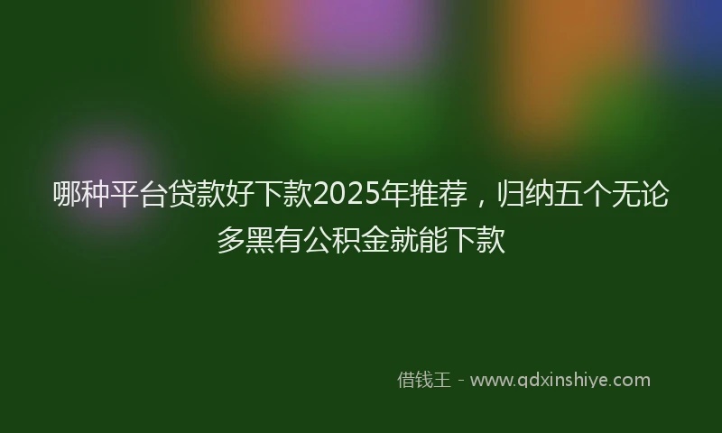 哪种平台贷款好下款2025年推荐，归纳五个无论多黑有公积金就能下款