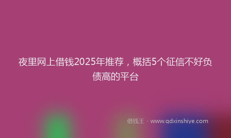 夜里网上借钱2025年推荐，概括5个征信不好负债高的平台