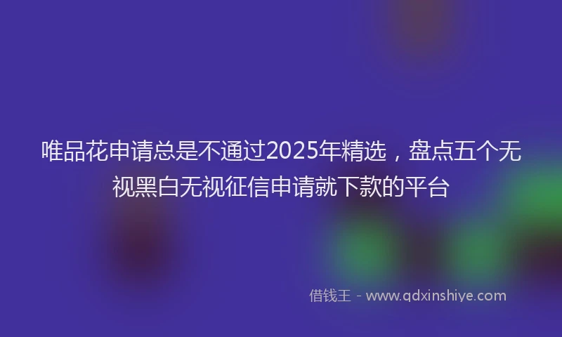 唯品花申请总是不通过2025年精选，盘点五个无视黑白无视征信申请就下款的平台