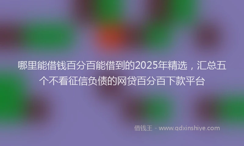 哪里能借钱百分百能借到的2025年精选，汇总五个不看征信负债的网贷百分百下款平台