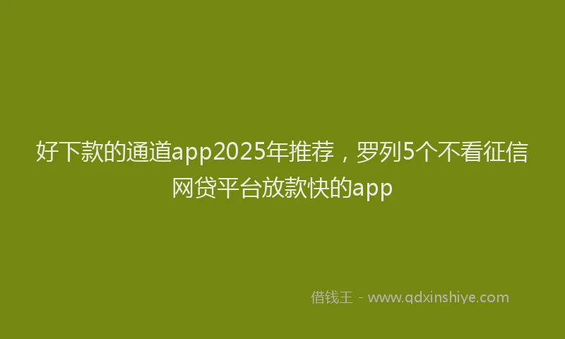好下款的通道app2025年推荐，罗列5个不看征信网贷平台放款快的app