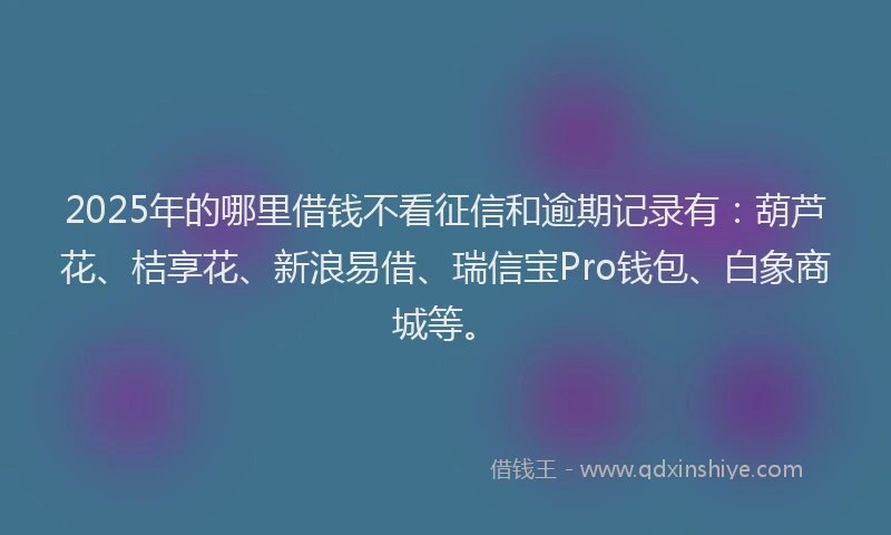 2025年的哪里借钱不看征信和逾期记录有：葫芦花、桔享花、新浪易借、瑞信宝Pro钱包、白象商城等。