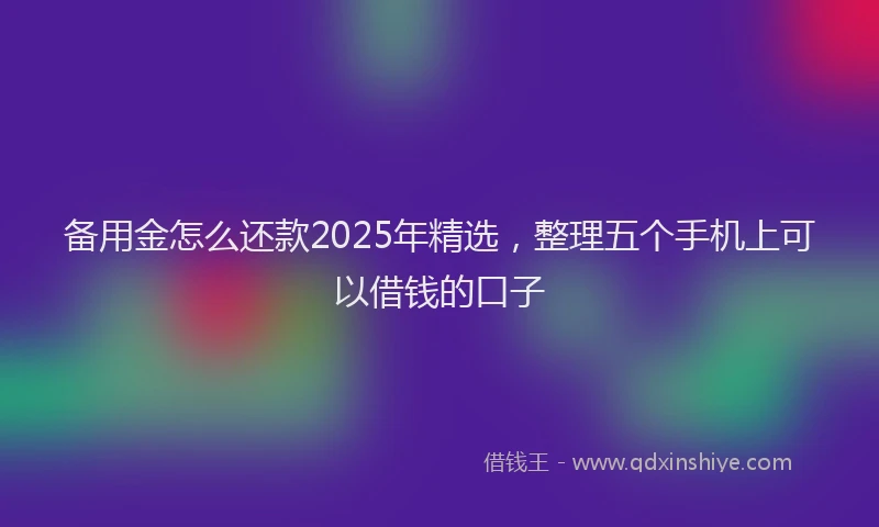 备用金怎么还款2025年精选，整理五个手机上可以借钱的口子
