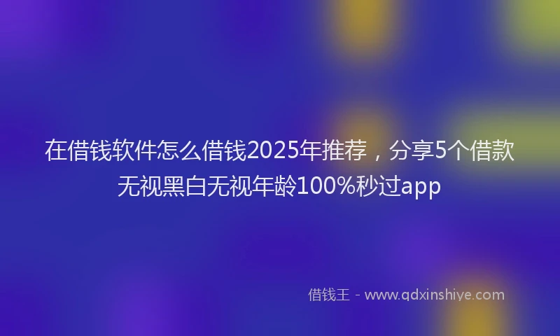 在借钱软件怎么借钱2025年推荐，分享5个借款无视黑白无视年龄100%秒过app