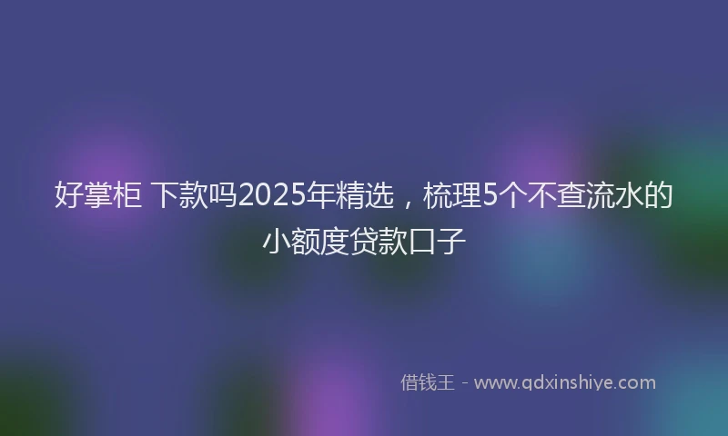 好掌柜 下款吗2025年精选，梳理5个不查流水的小额度贷款口子