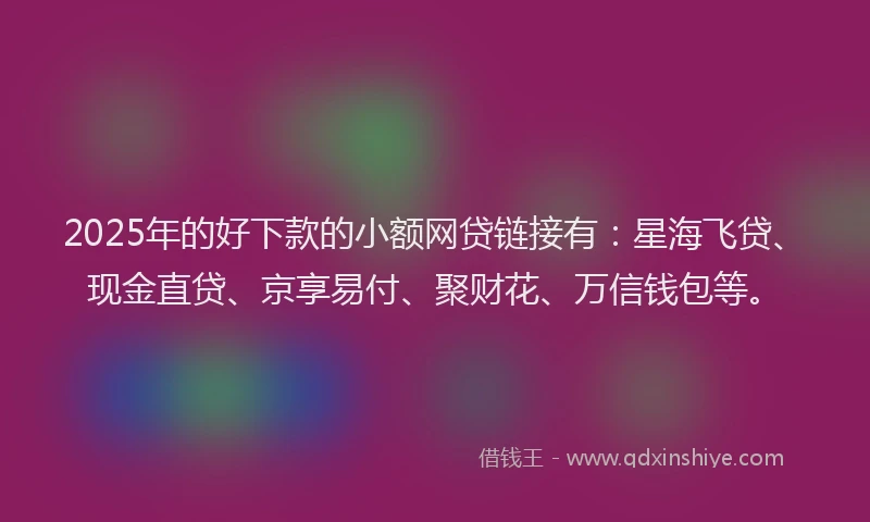 2025年的好下款的小额网贷链接有：星海飞贷、现金直贷、京享易付、聚财花、万信钱包等。