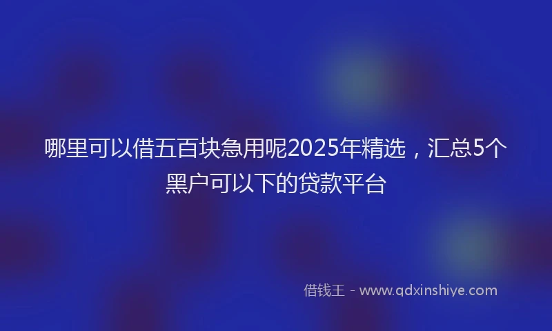 哪里可以借五百块急用呢2025年精选，汇总5个黑户可以下的贷款平台