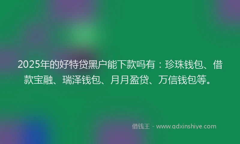 2025年的好特贷黑户能下款吗有：珍珠钱包、借款宝融、瑞泽钱包、月月盈贷、万信钱包等。