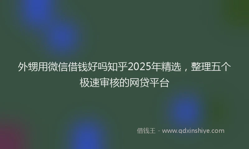 外甥用微信借钱好吗知乎2025年精选，整理五个极速审核的网贷平台