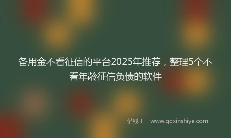 备用金不看征信的平台2025年推荐，整理5个不看年龄征信负债的软件