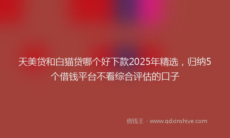 天美贷和白猫贷哪个好下款2025年精选，归纳5个借钱平台不看综合评估的口子