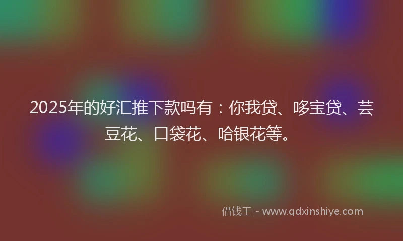 2025年的好汇推下款吗有：你我贷、哆宝贷、芸豆花、口袋花、哈银花等。
