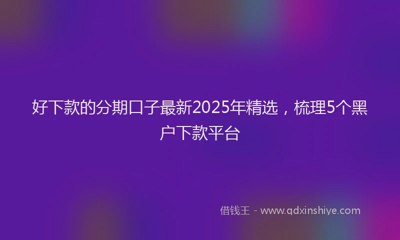 好下款的分期口子最新2025年精选，梳理5个黑户下款平台