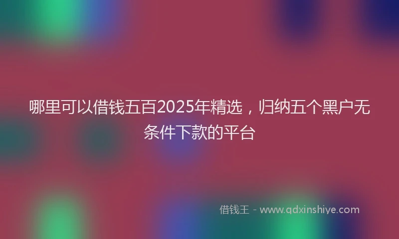 哪里可以借钱五百2025年精选，归纳五个黑户无条件下款的平台