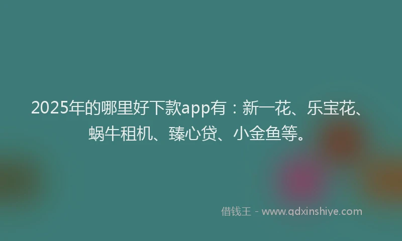 2025年的哪里好下款app有：新一花、乐宝花、蜗牛租机、臻心贷、小金鱼等。