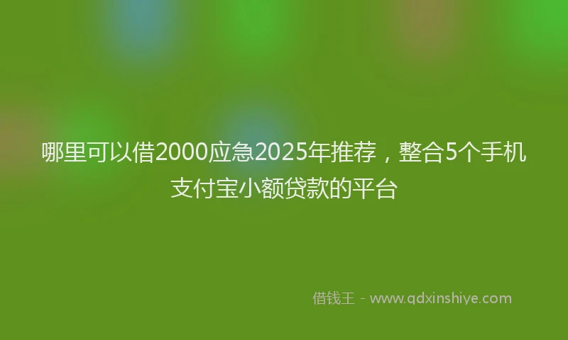 哪里可以借2000应急2025年推荐，整合5个手机支付宝小额贷款的平台