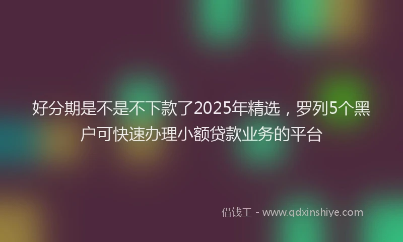 好分期是不是不下款了2025年精选，罗列5个黑户可快速办理小额贷款业务的平台