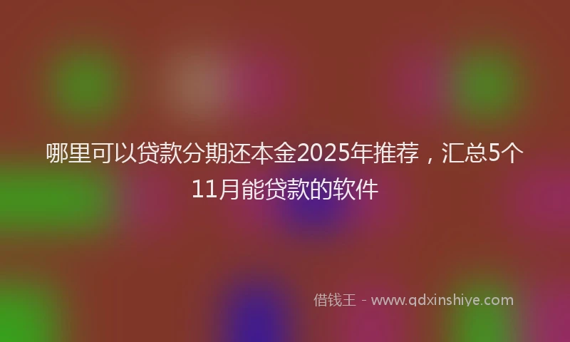 哪里可以贷款分期还本金2025年推荐，汇总5个11月能贷款的软件