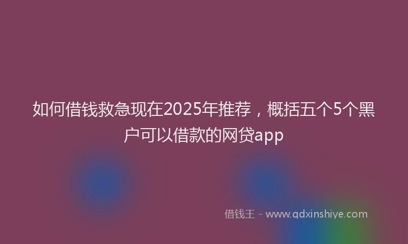 如何借钱救急现在2025年推荐，概括五个5个黑户可以借款的网贷app