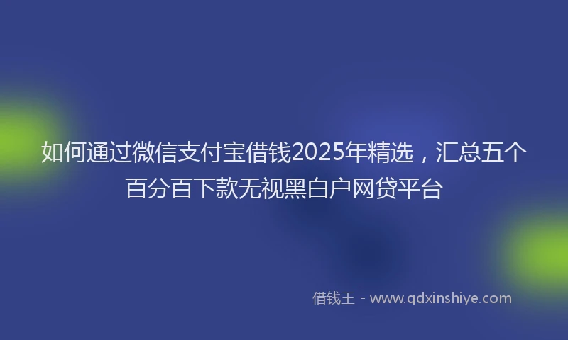 如何通过微信支付宝借钱2025年精选，汇总五个百分百下款无视黑白户网贷平台