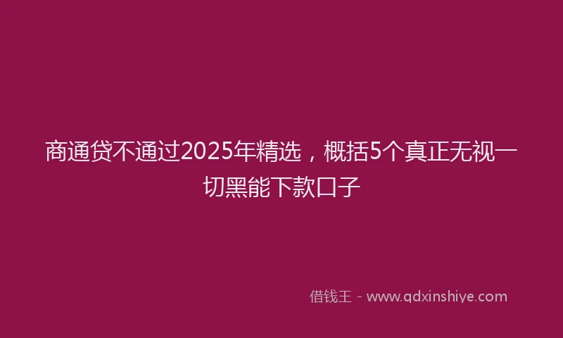 商通贷不通过2025年精选，概括5个真正无视一切黑能下款口子