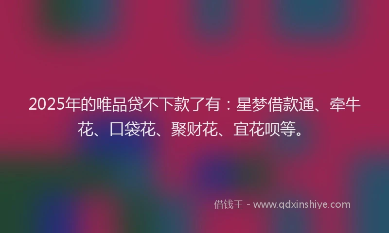 2025年的唯品贷不下款了有：星梦借款通、牵牛花、口袋花、聚财花、宜花呗等。