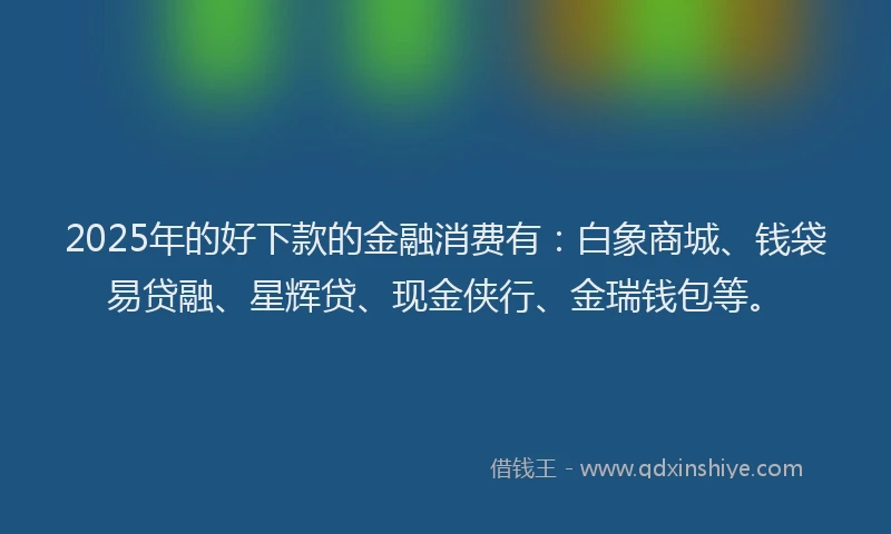 2025年的好下款的金融消费有：白象商城、钱袋易贷融、星辉贷、现金侠行、金瑞钱包等。
