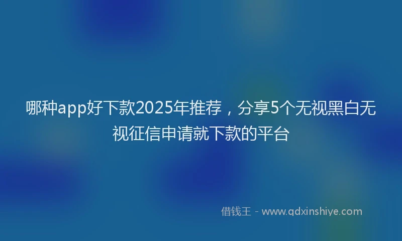 哪种app好下款2025年推荐，分享5个无视黑白无视征信申请就下款的平台
