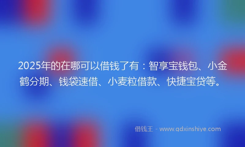 2025年的在哪可以借钱了有：智享宝钱包、小金鹤分期、钱袋速借、小麦粒借款、快捷宝贷等。