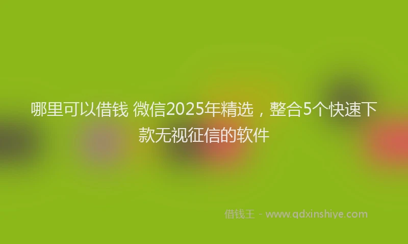 哪里可以借钱 微信2025年精选，整合5个快速下款无视征信的软件