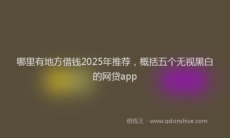哪里有地方借钱2025年推荐，概括五个无视黑白的网贷app