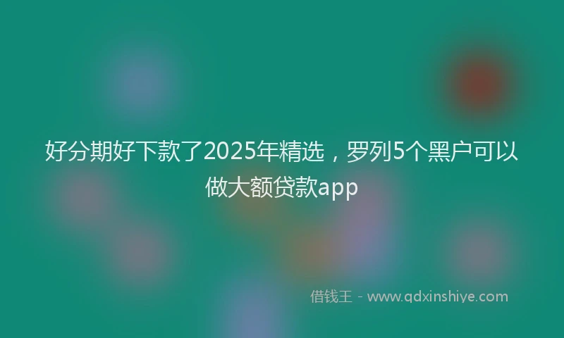 好分期好下款了2025年精选，罗列5个黑户可以做大额贷款app