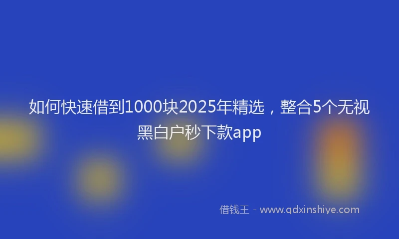 如何快速借到1000块2025年精选，整合5个无视黑白户秒下款app