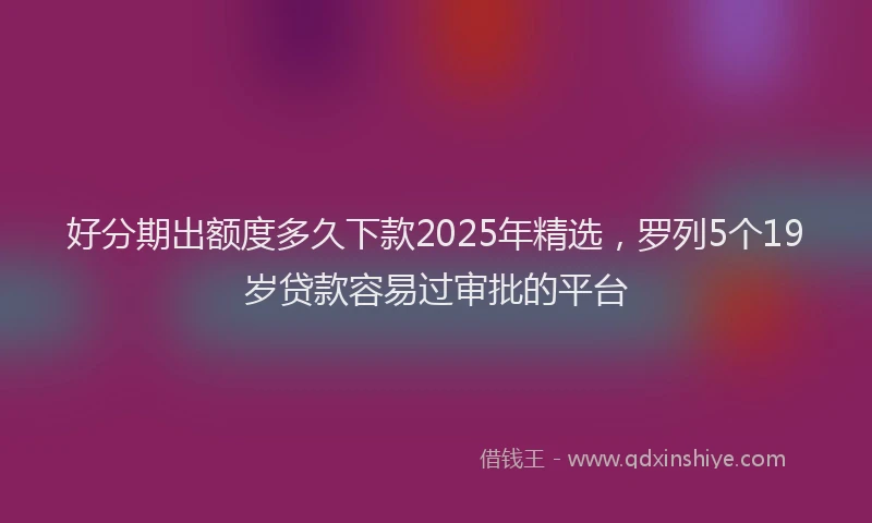 好分期出额度多久下款2025年精选，罗列5个19岁贷款容易过审批的平台
