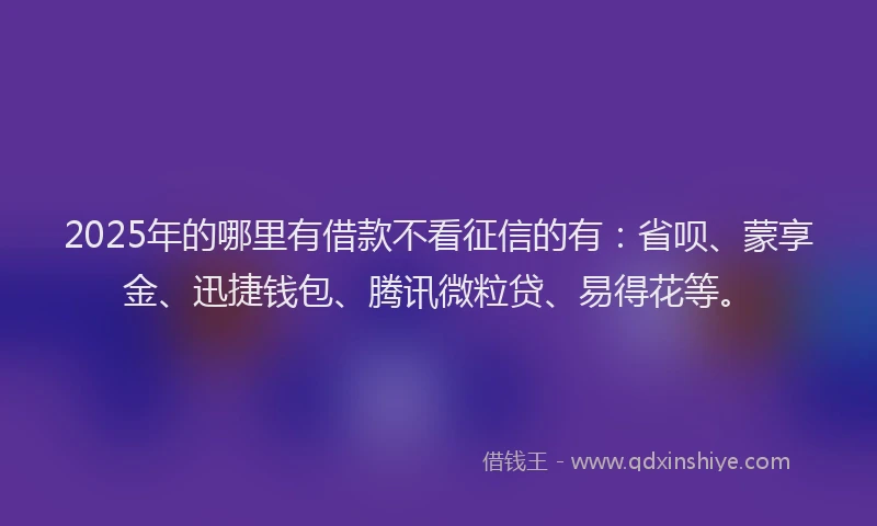 2025年的哪里有借款不看征信的有：省呗、蒙享金、迅捷钱包、腾讯微粒贷、易得花等。