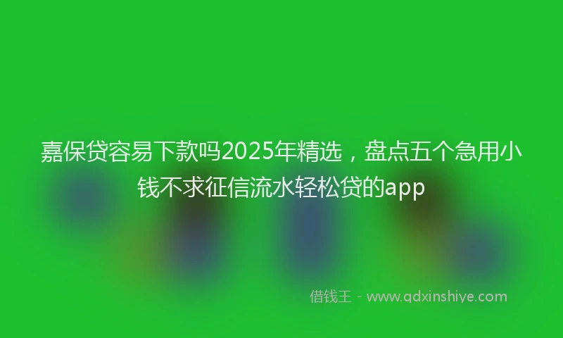 嘉保贷容易下款吗2025年精选，盘点五个急用小钱不求征信流水轻松贷的app
