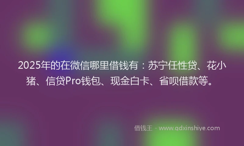 2025年的在微信哪里借钱有：苏宁任性贷、花小猪、信贷Pro钱包、现金白卡、省呗借款等。