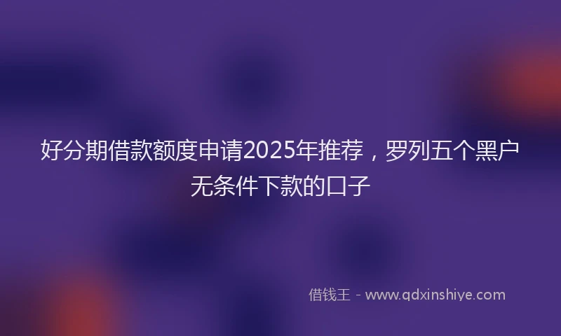 好分期借款额度申请2025年推荐，罗列五个黑户无条件下款的口子