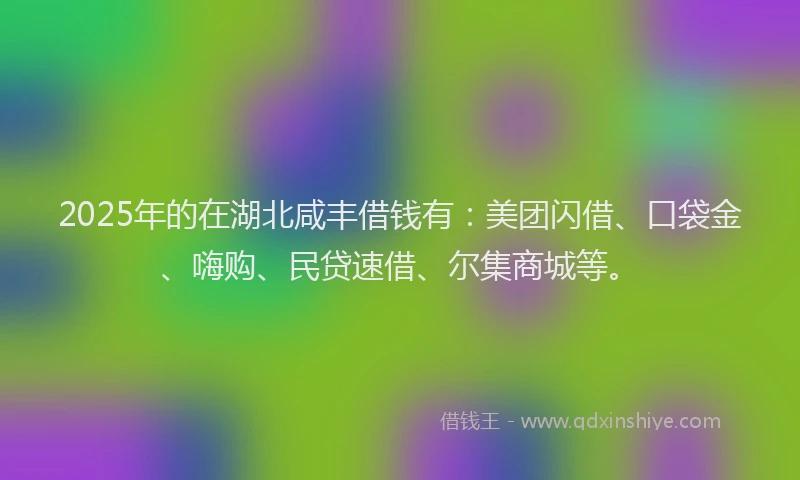 2025年的在湖北咸丰借钱有：美团闪借、口袋金、嗨购、民贷速借、尔集商城等。