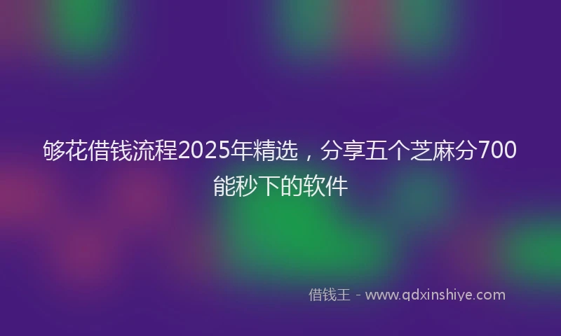 够花借钱流程2025年精选，分享五个芝麻分700能秒下的软件