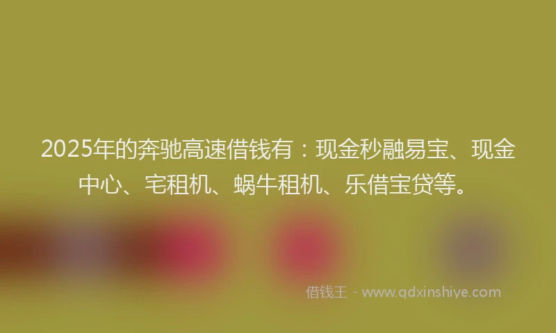 2025年的奔驰高速借钱有：现金秒融易宝、现金中心、宅租机、蜗牛租机、乐借宝贷等。