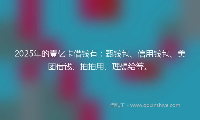2025年的壹亿卡借钱有：甄钱包、信用钱包、美团借钱、拍拍用、理想给等。
