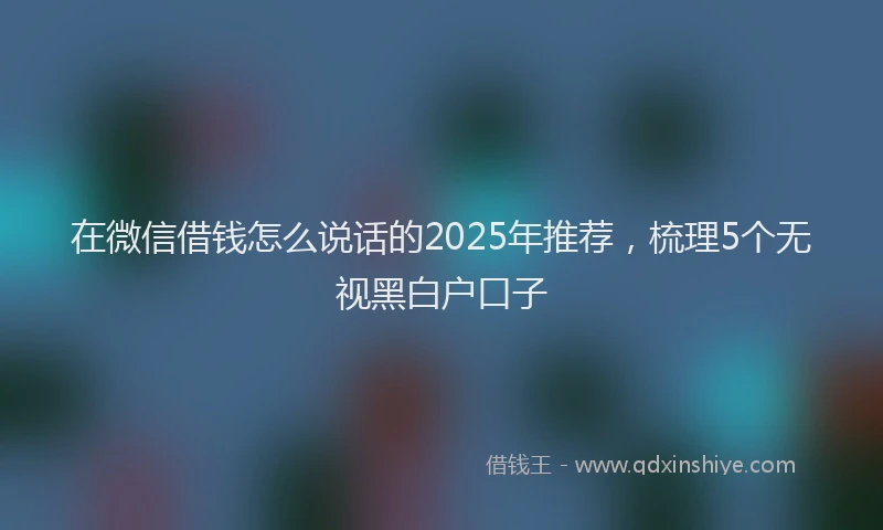 在微信借钱怎么说话的2025年推荐，梳理5个无视黑白户口子