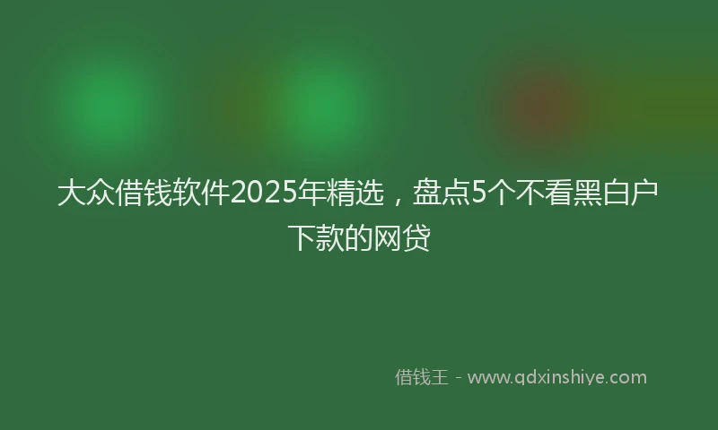 大众借钱软件2025年精选，盘点5个不看黑白户下款的网贷