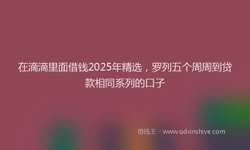 在滴滴里面借钱2025年精选，罗列五个周周到贷款相同系列的口子
