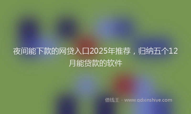 夜间能下款的网贷入口2025年推荐，归纳五个12月能贷款的软件