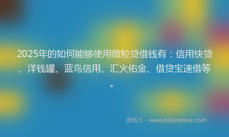 2025年的如何能够使用微粒贷借钱有：信用快贷、洋钱罐、蓝鸟信用、汇火佑金、借贷宝速借等。