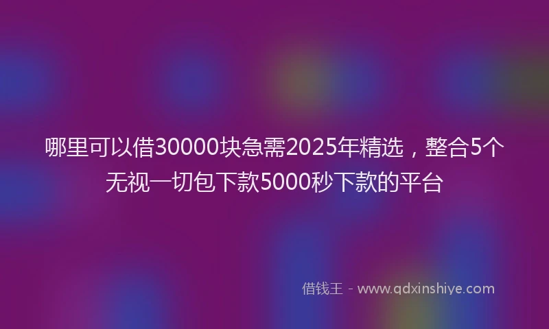 哪里可以借30000块急需2025年精选，整合5个无视一切包下款5000秒下款的平台