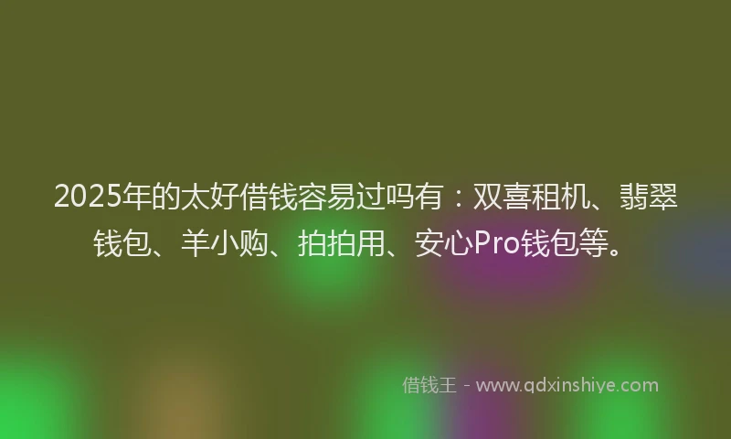 2025年的太好借钱容易过吗有：双喜租机、翡翠钱包、羊小购、拍拍用、安心Pro钱包等。
