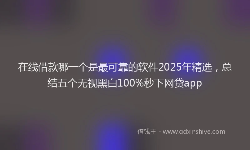 在线借款哪一个是最可靠的软件2025年精选，总结五个无视黑白100%秒下网贷app